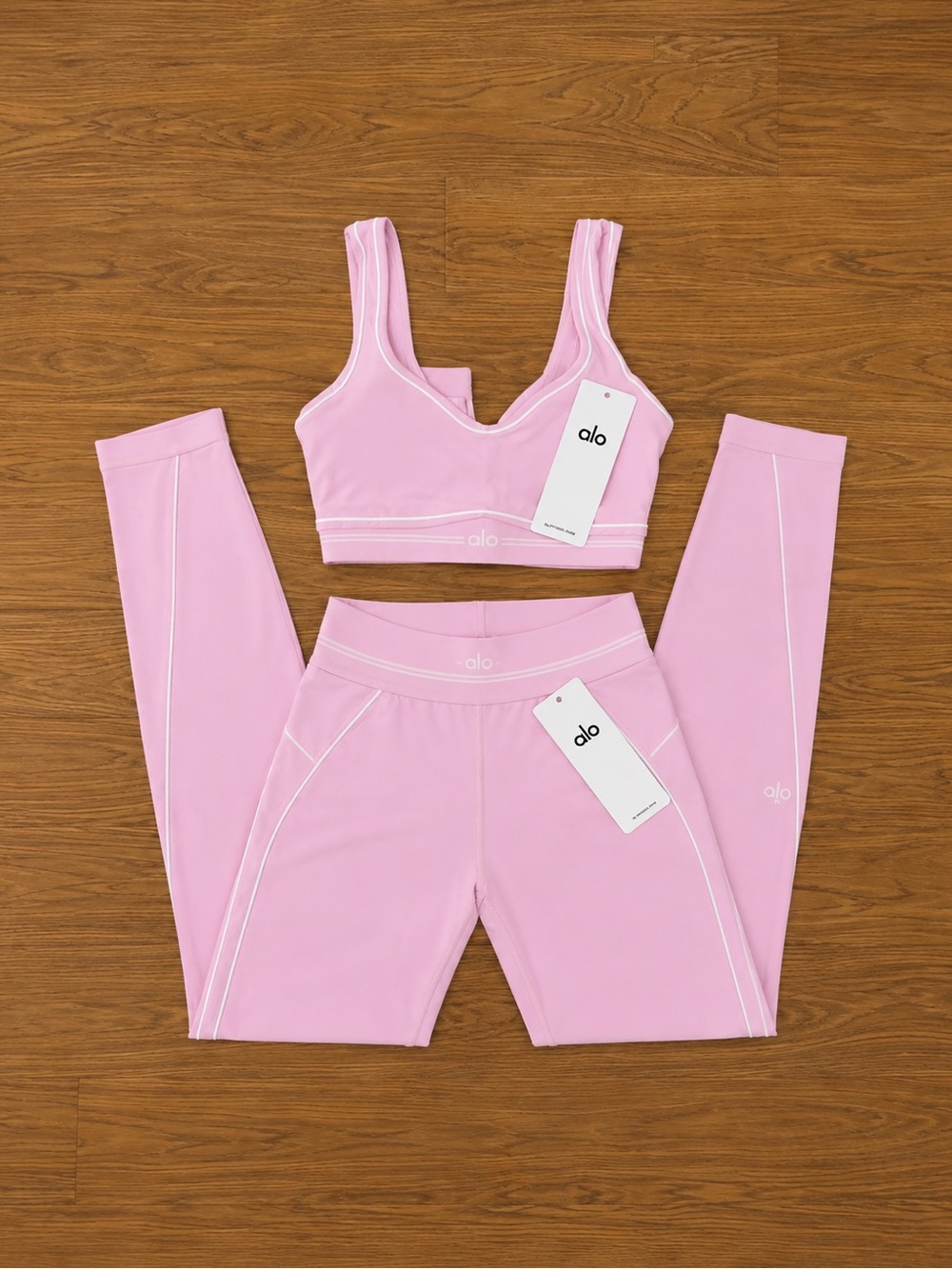 ALO Pink Workout Set Leggings & Sports Bra Sizes XS,S,M,L